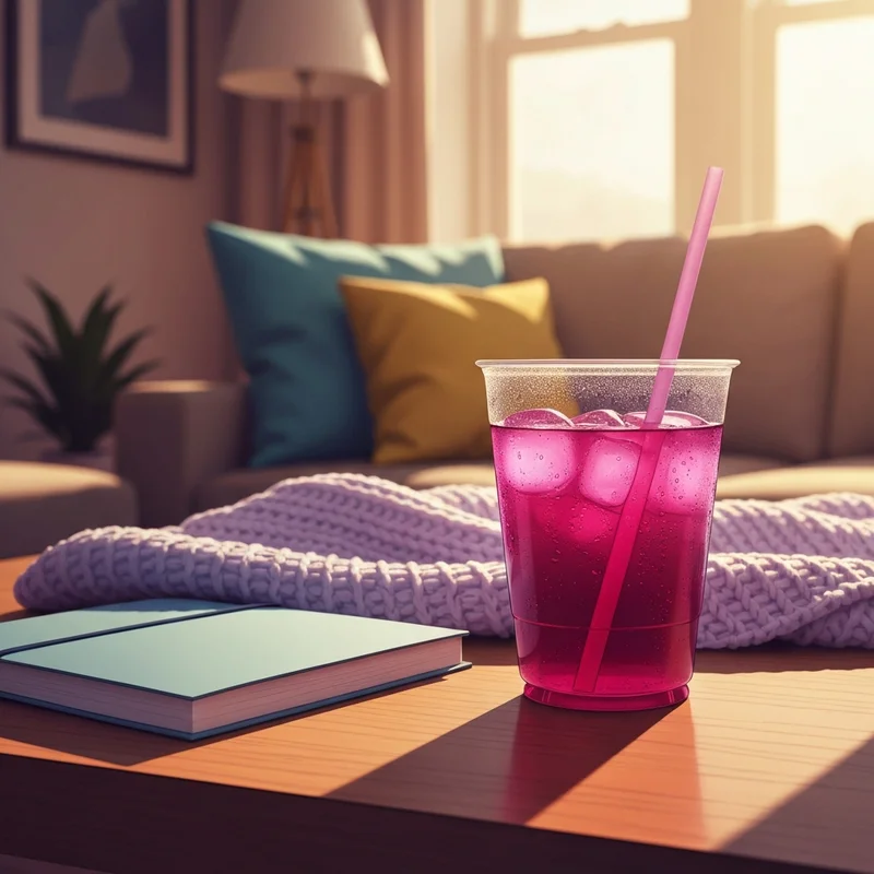 A refreshing starbucks labor drink with ice and raspberry syrup on a table during the third trimester.