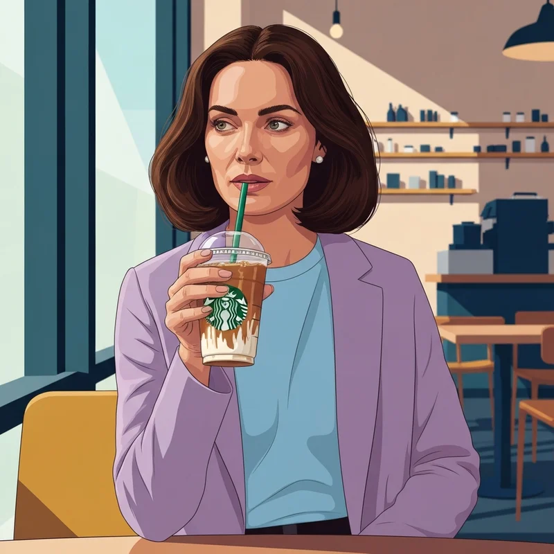 A woman enjoying one of the many decaf items at starbucks in a bright, modern cafe setting.