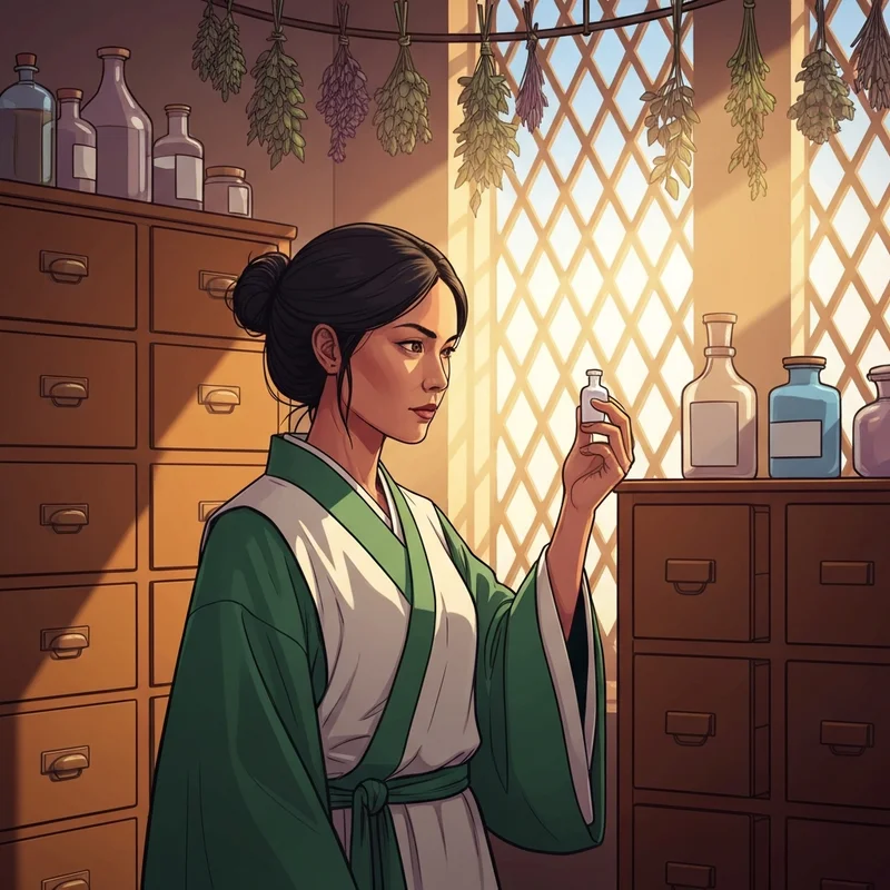 Maomao holding a medicine vial from The Apothecary Diaries: Volume 1
