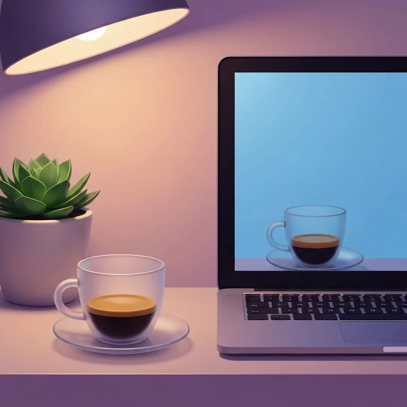 A professional desk setup featuring a coffee cup to represent the starbucks double shot caffeine intake of a high-performer.