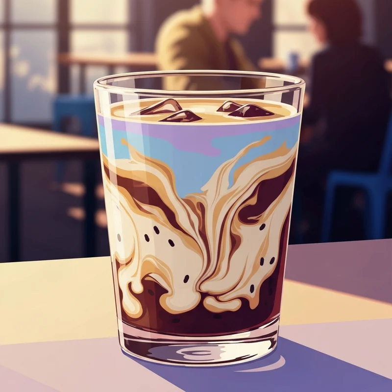 A close-up of a customized iced latte featuring starbucks vanilla bean powder specks and creamy milk swirls.