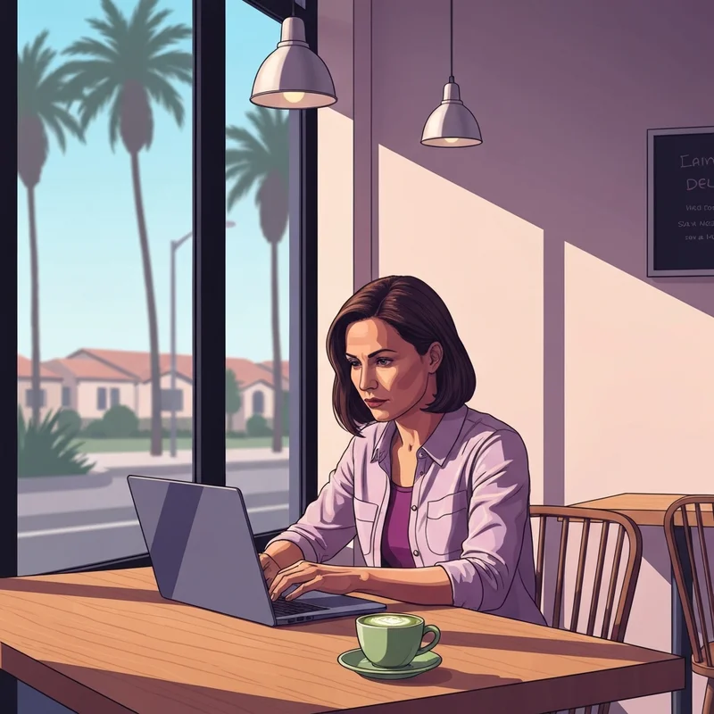 A student studying at a starbucks san marcos ca location with a laptop and a latte.