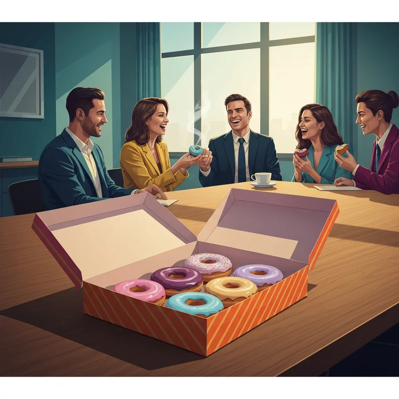 A box of assorted treats showing how much are donuts at dunkin in a social setting.