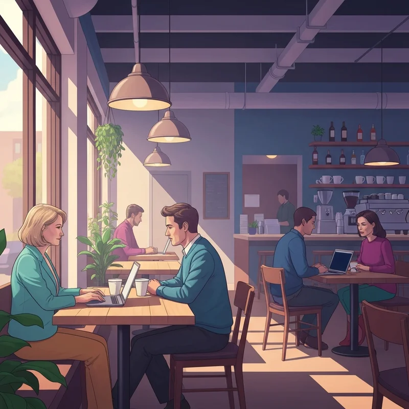 A busy morning scene at a starbucks columbia sc location with students studying and enjoying coffee.