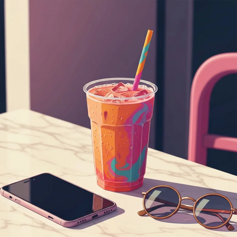 A vibrant and aesthetic selection of dunkin donut drinks on a cafe table.