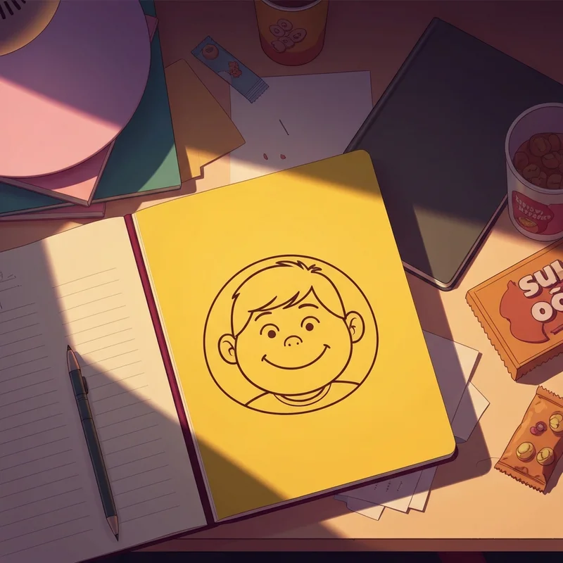A bright yellow copy of Diary of an Awesome Friendly Kid sitting on a desk, symbolizing the psychological depth of Rowley Jefferson's perspective.