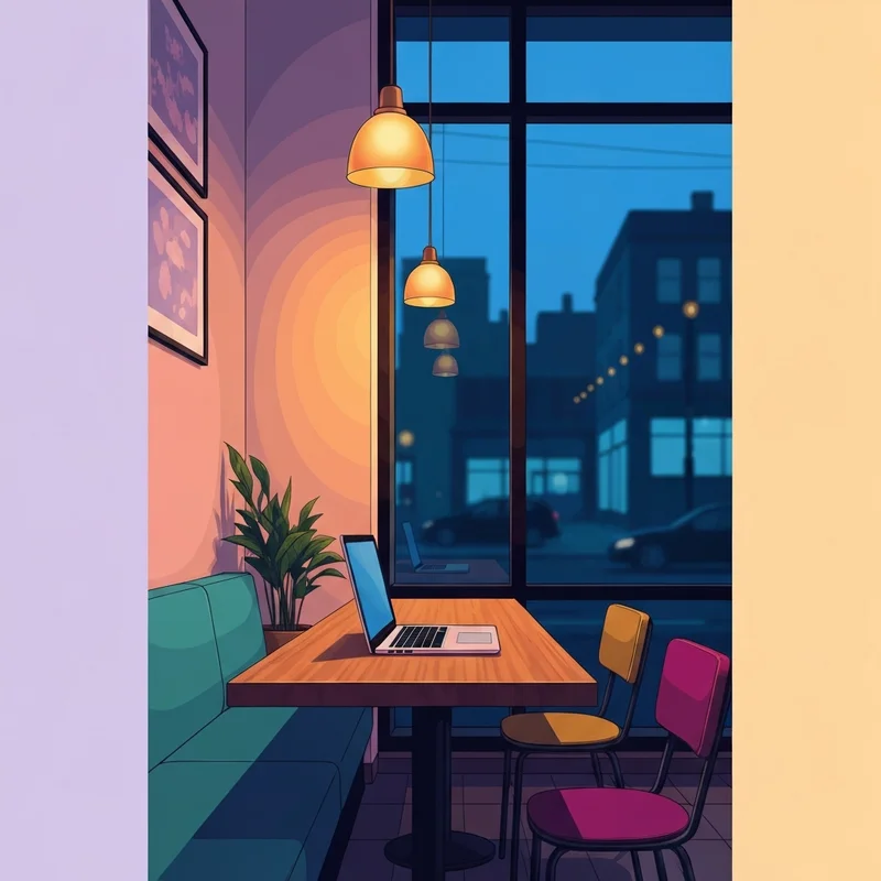 A cozy coffee shop interior showing the calm atmosphere just before the starbucks closing time.