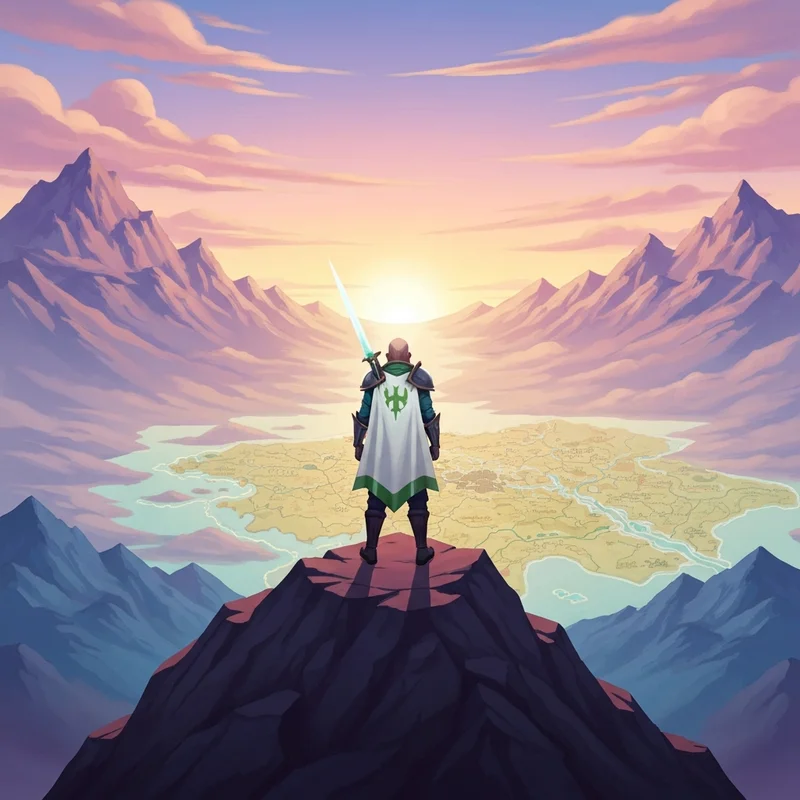 A high-level player wearing the Achievement Diary Cape overlooking the world of OSRS achievement diaries.