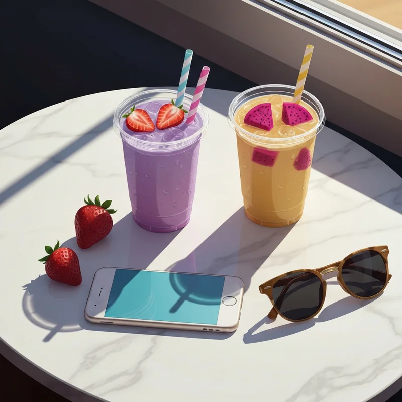 A vibrant Strawberry Açaí and Mango Dragonfruit drink showing how much caffeine is in a starbucks refresher through its colorful layers.