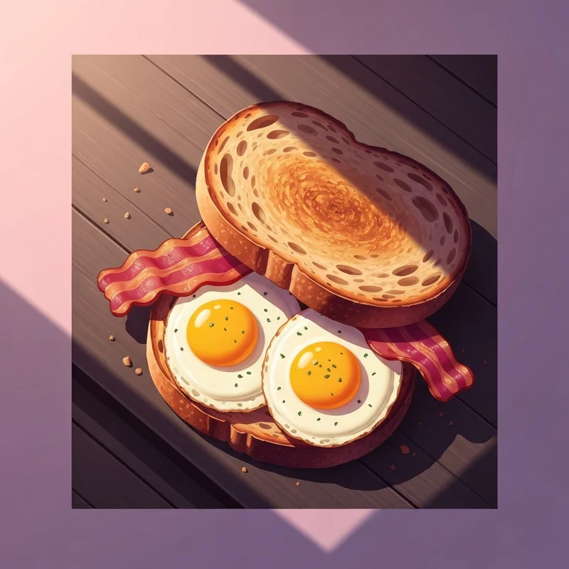 A close-up of a delicious and perfectly toasted dunkin sourdough breakfast sandwich with melted cheese and crispy bacon.