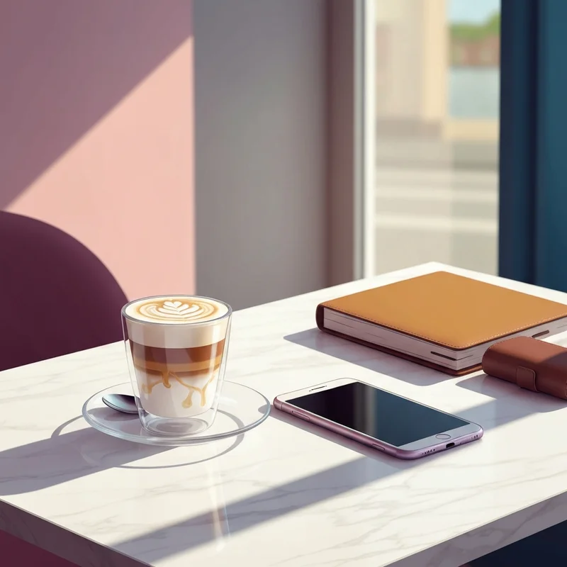 A sophisticated latte showing the layering of coffee and starbucks vanilla syrup nutrition on a marble table.
