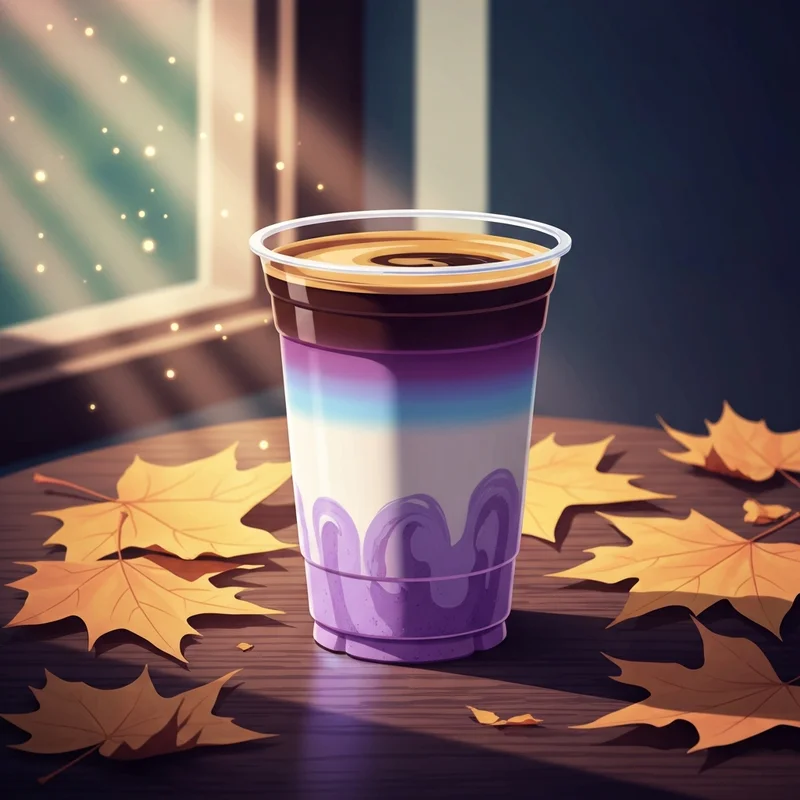A layered marshmallow ube dunkin Potion Macchiato with vibrant purple swirls and espresso.