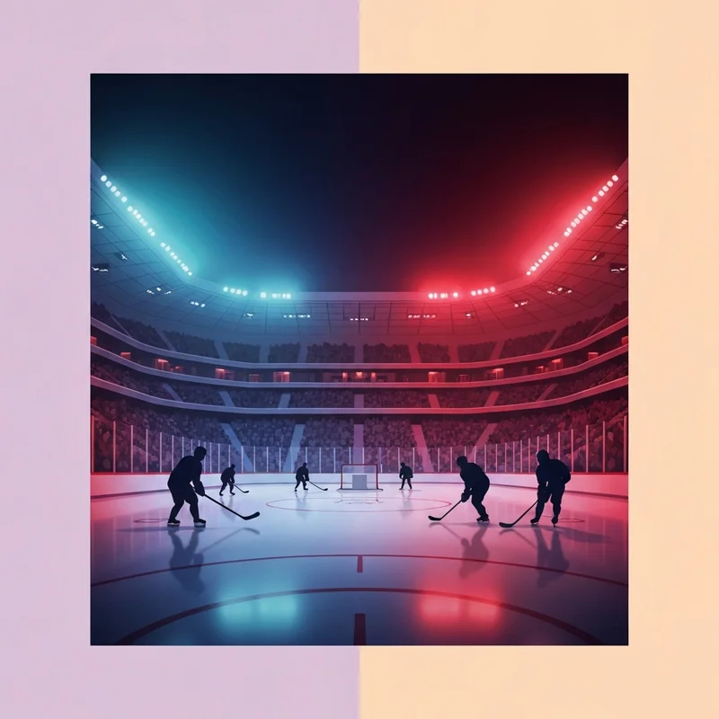 A dramatic view of an NHL arena prepared for the Avalanche vs Canadiens game.