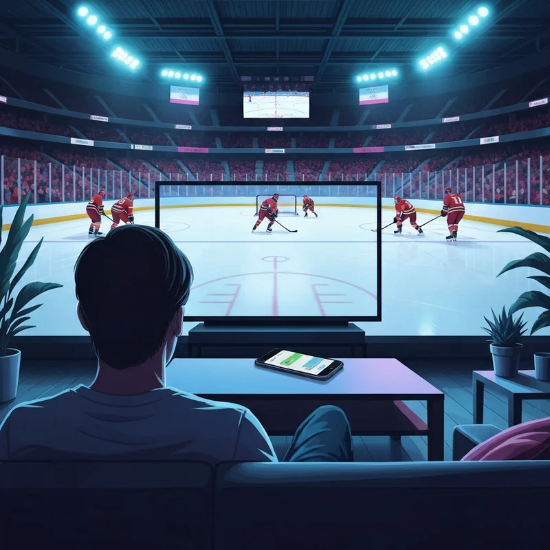A cinematic view of a hockey arena during a capitals vs red wings game.