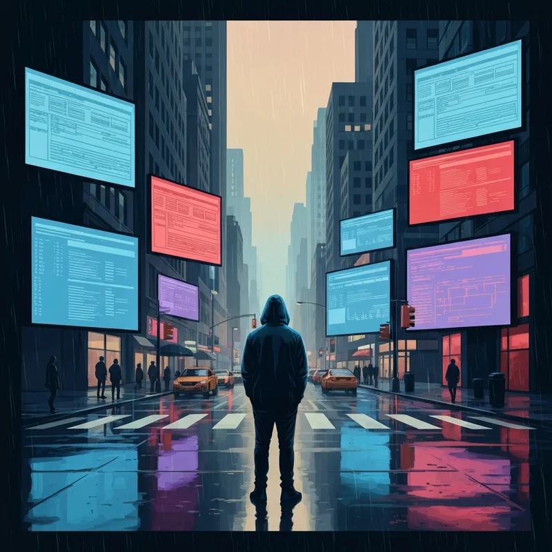 A cinematic representation of the systemic tension surrounding the Luigi Mangione case in an urban setting.