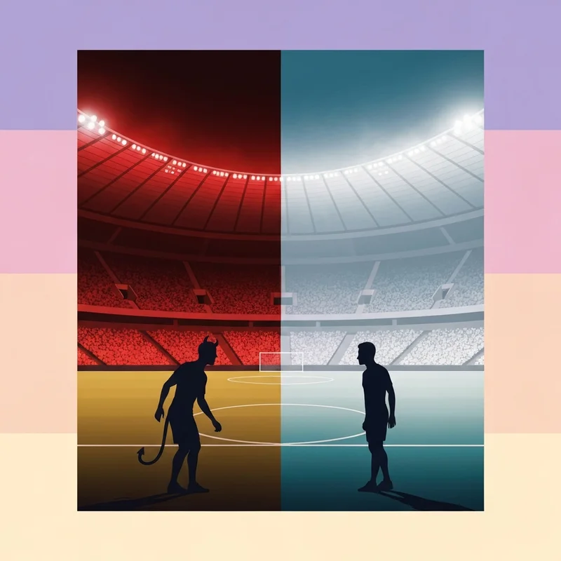 A dramatic and cinematic representation of the América vs Once Caldas rivalry in a professional stadium setting.