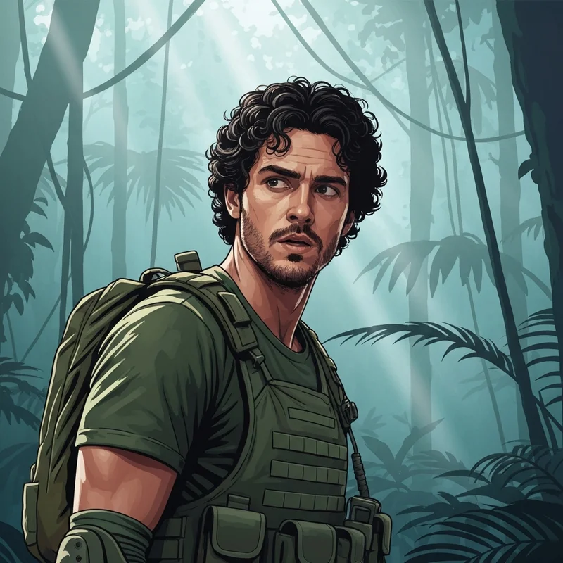 Noah Centineo as a young John Rambo in the jungle for the upcoming prequel film.