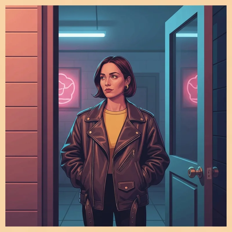 A young actress like Odessa A'zion standing in a cinematic studio setting reflecting on her career choices.