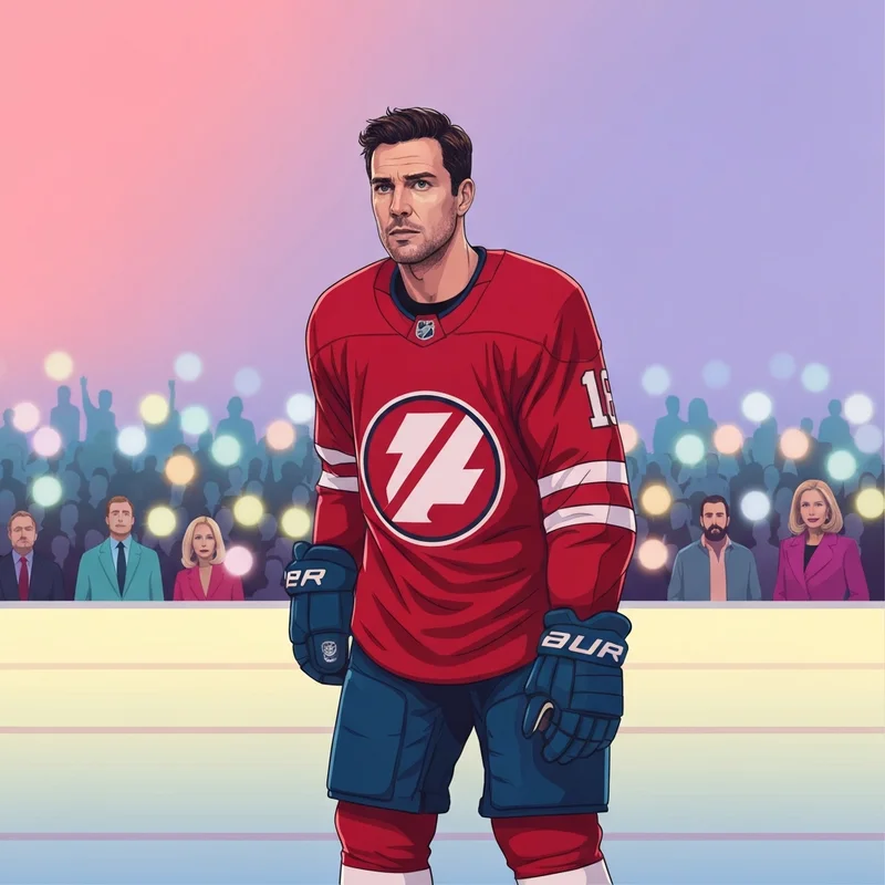 Patrick Kane celebrating his record-breaking point as the highest-scoring American-born player in NHL history.