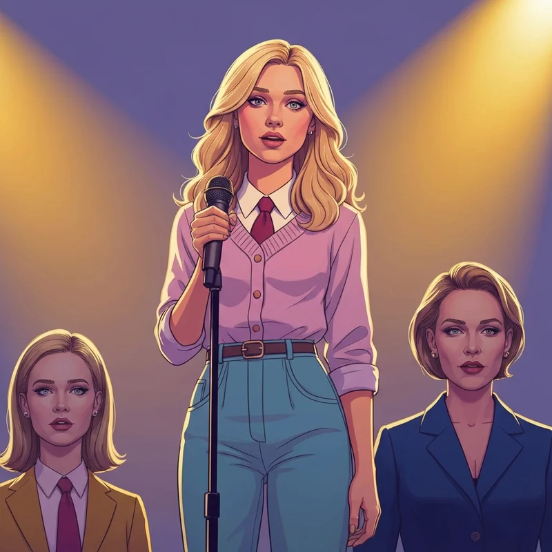 The character Heather Hills Diary of a Wimpy Kid standing on a stage during her Sweet 16 party.