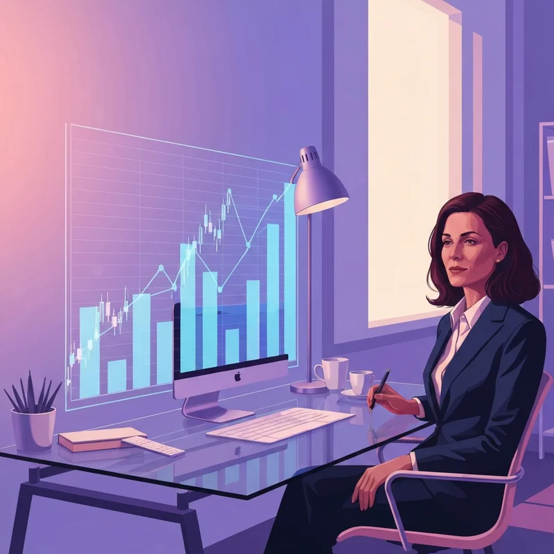 A professional investor analyzing the long-term growth trends of apple stock on a minimalist digital interface.