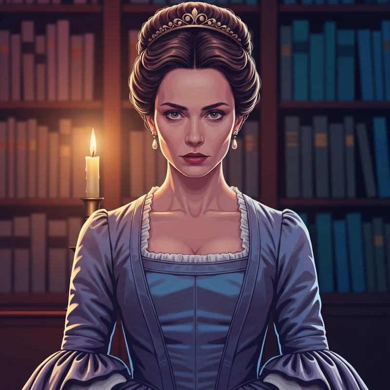 A cinematic depiction of the psychological burden carried by Queen Charlotte.