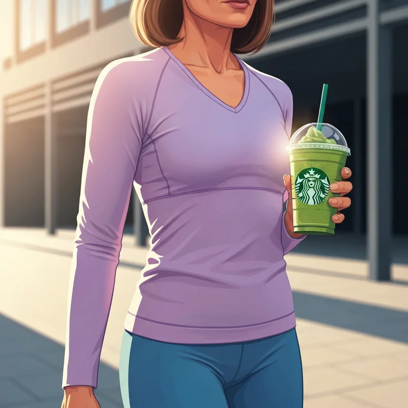 A wellness-conscious professional holding a healthy blended drink, illustrating does starbucks have smoothies hacks for a better lifestyle.