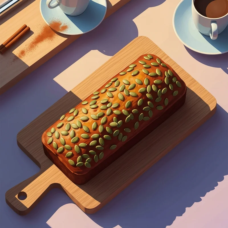 A perfectly baked loaf from a starbucks pumpkin bread recipe with toasted seeds on top.