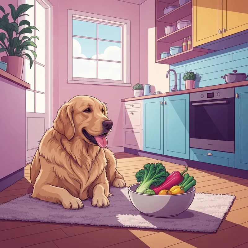 A healthy golden retriever enjoying fresh food toppers designed to improve gut health for dogs.