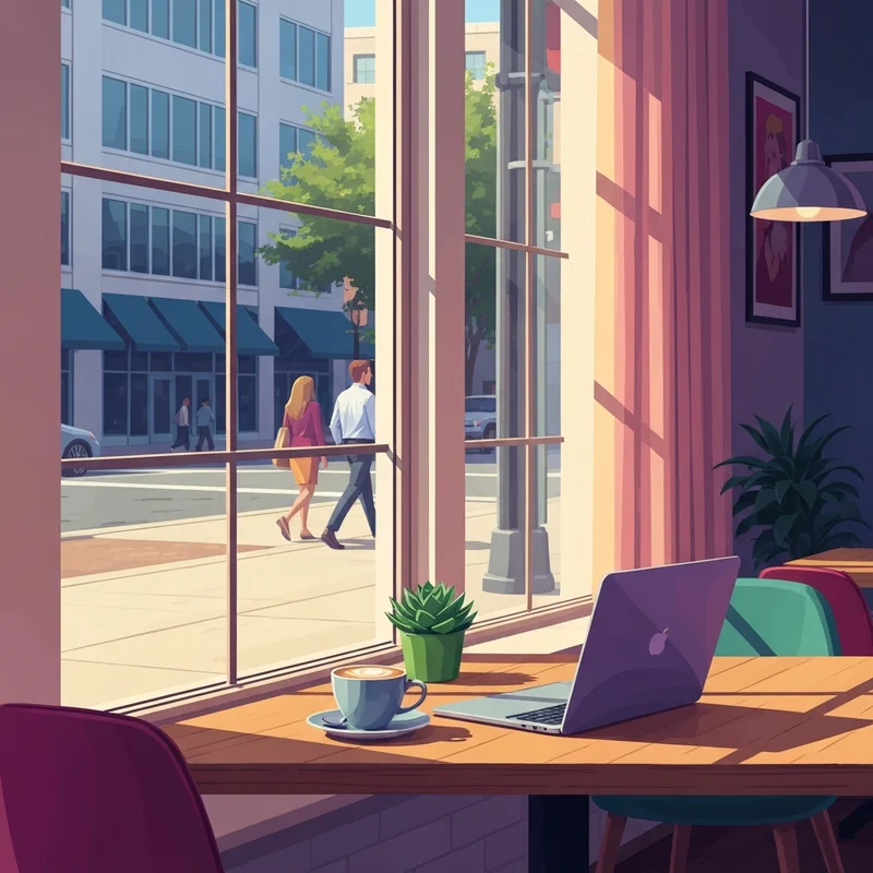 A peaceful study setup in a starbucks raleigh nc cafe with a laptop and coffee.