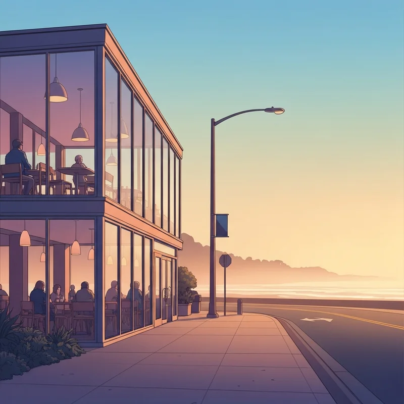 A serene morning scene near a Starbucks Oceanside location showing the peaceful community atmosphere of North County.