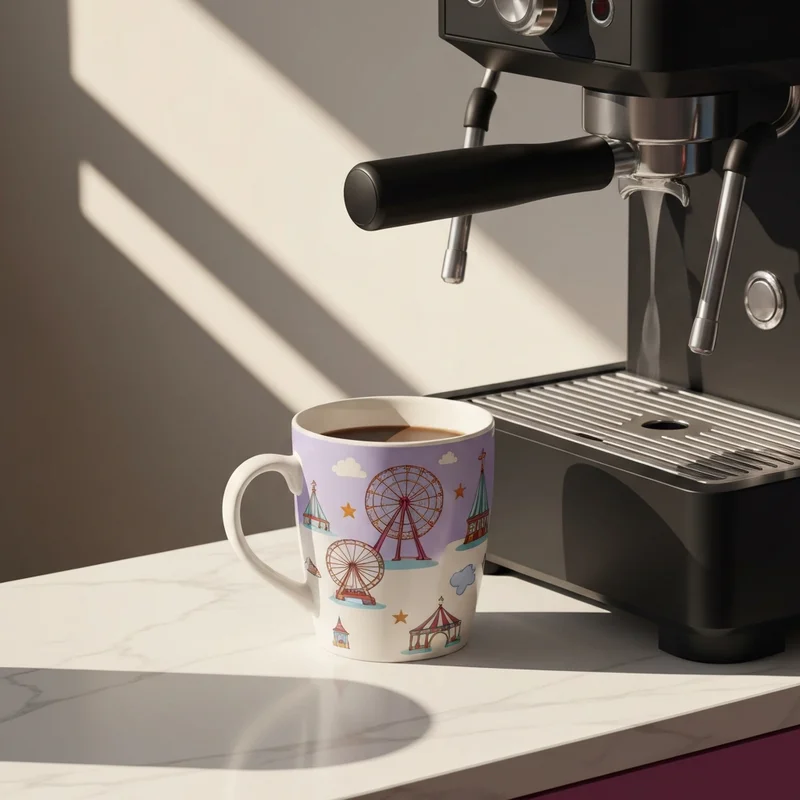 A beautiful 2025 disneyland starbucks mug sitting on a kitchen counter during a sunny morning.