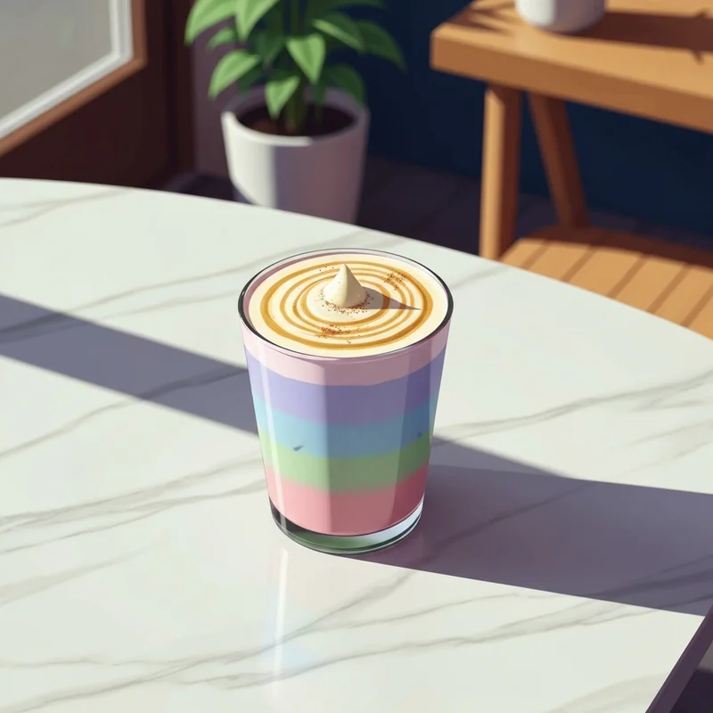 A visually stunning example of starbucks unknown drinks featuring a layered pink and green iced beverage on a marble table.