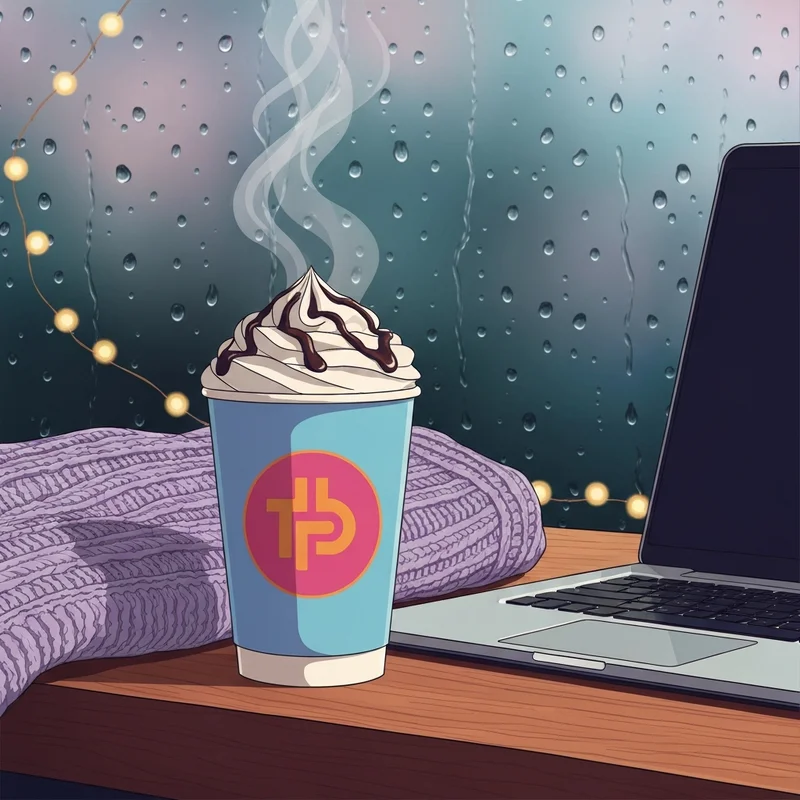 A cozy scene featuring a steaming cup of Dunkin hot chocolate on a rainy day.