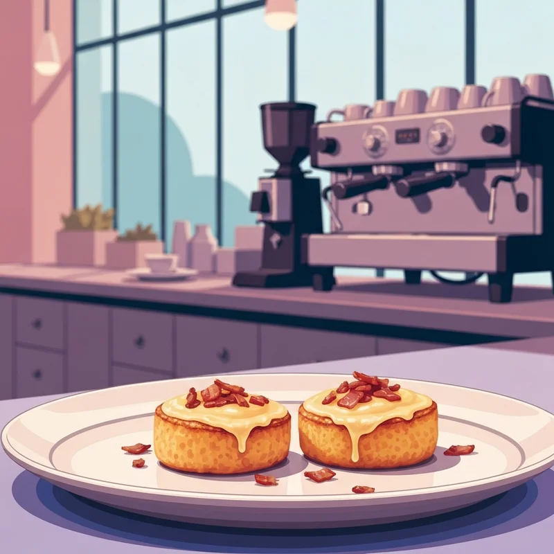 Close-up of the starbucks bacon egg bites nutrition and texture showing melted cheese and bacon.