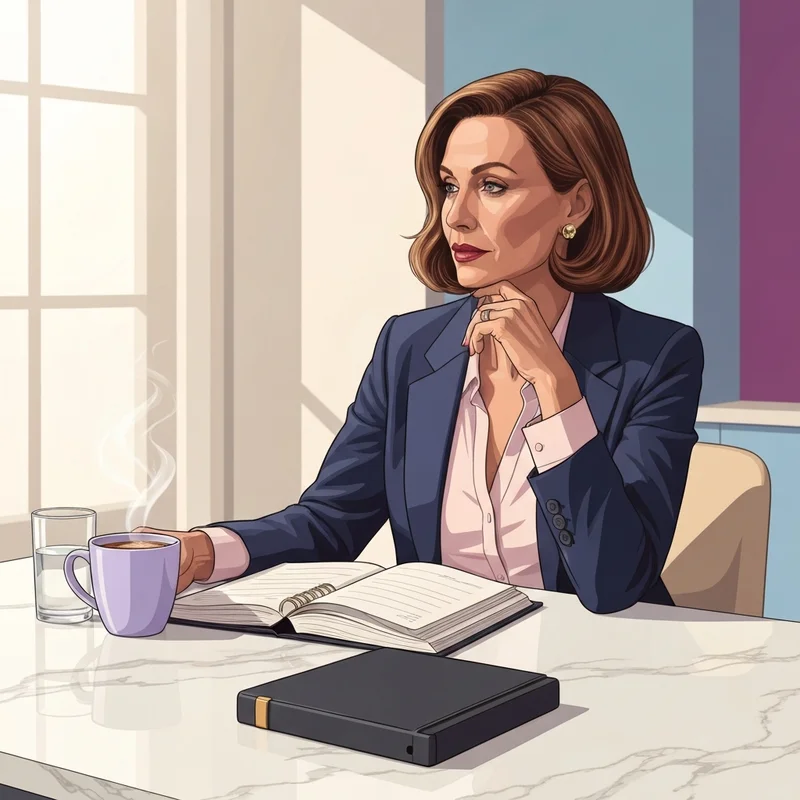 A professional woman considering if can coffee cause bloating while enjoying her morning ritual.