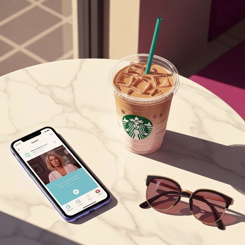 A stylish flat lay of an iced coffee used to calculate starbucks calories as part of a healthy lifestyle.