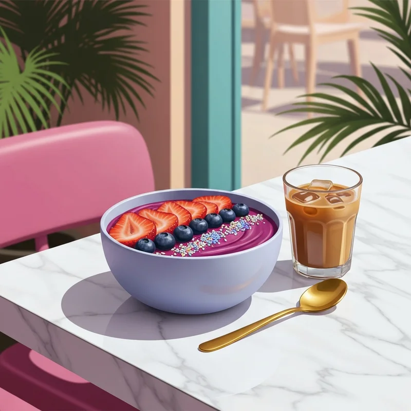 A vibrant and aesthetic acai bowl with fresh fruit toppings illustrating the calories in acai bowl for wellness enthusiasts.