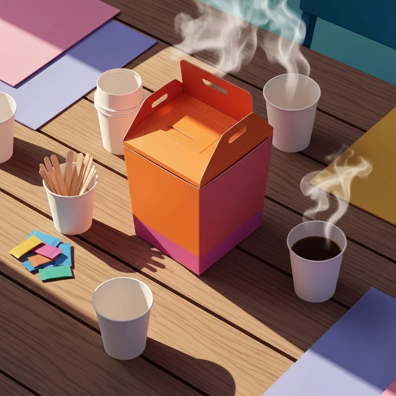 A dunkin donuts box of joe on an office table during a morning meeting.