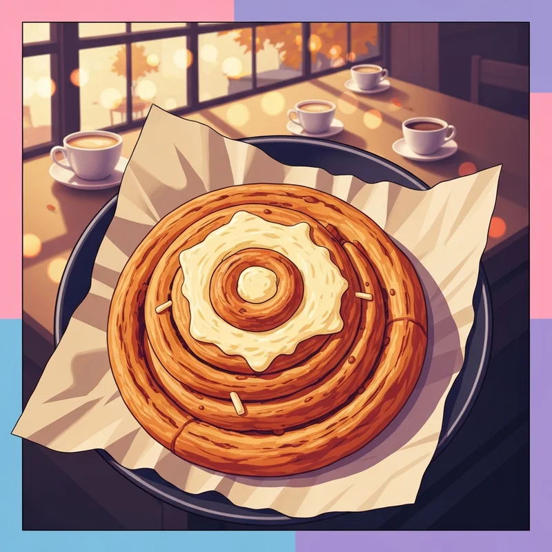 A freshly baked bagel twist dunkin with melted white cheddar cheese on a breakfast table.