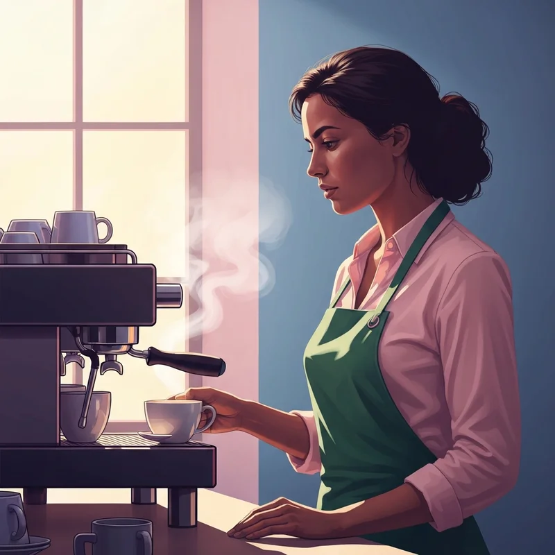 A professional barista working in a cafe, focusing on how much does a starbucks barista make in 2024.