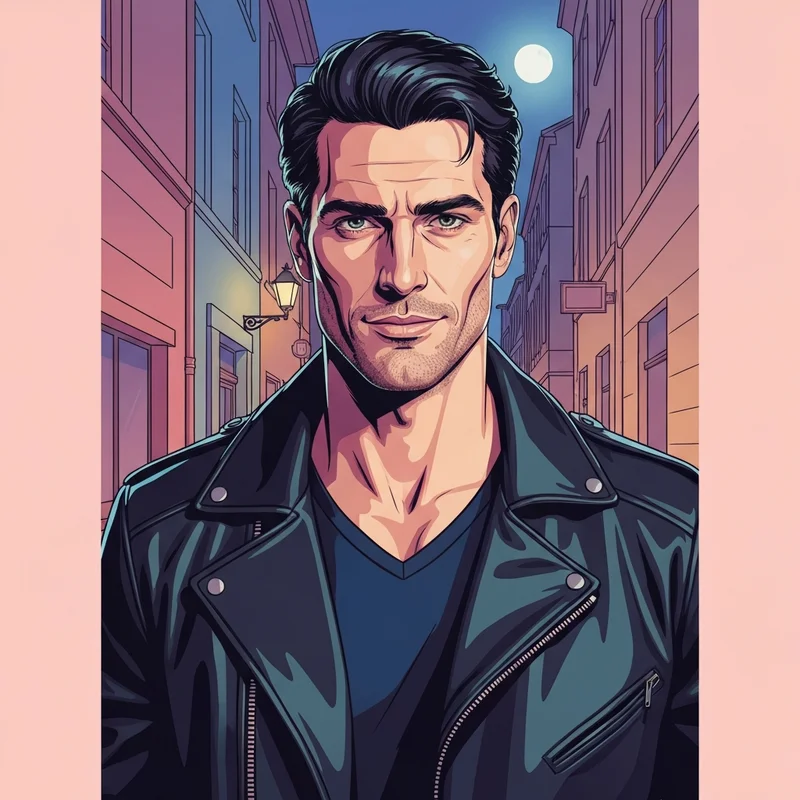 A brooding and sophisticated portrayal of the character known as vampire diaries enzo in a dark, atmospheric setting.