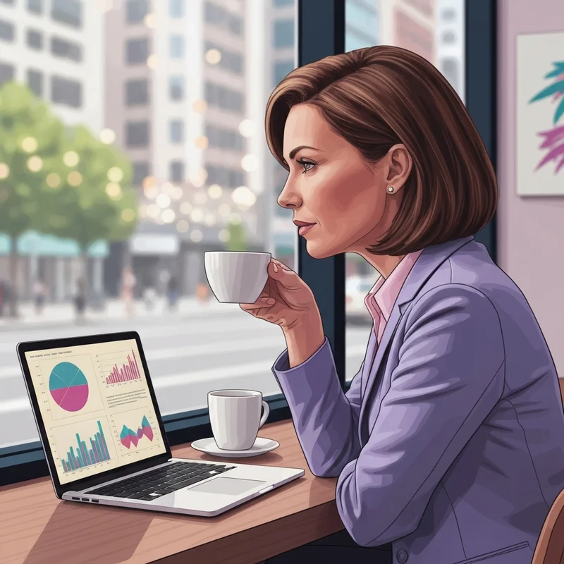 A young professional analyzing caffeine in starbucks coffee while working in a modern cafe.