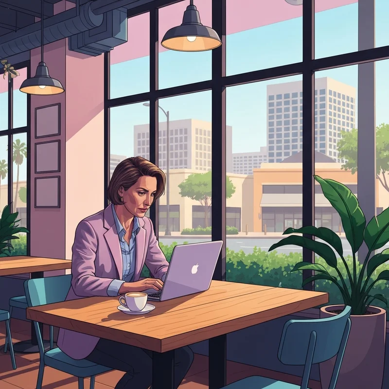 A productive professional enjoying a coffee at a Starbucks Glendale location near the Americana at Brand.