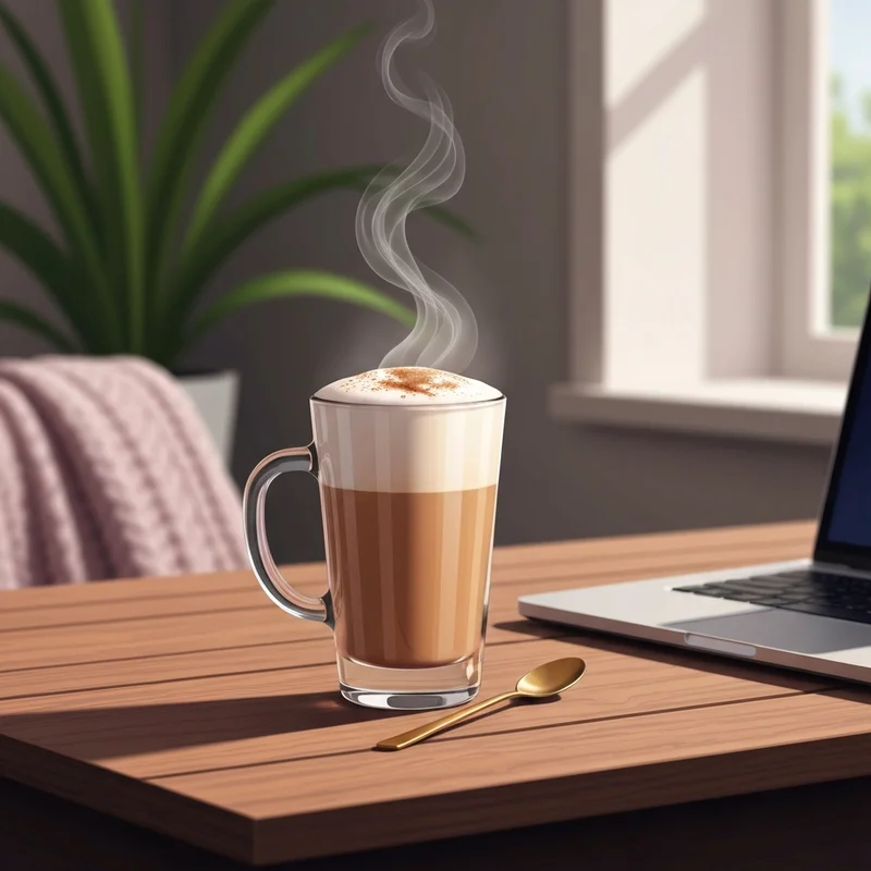 A perfectly prepared drink following the starbucks chai latte recipe at home in a cozy office setting.