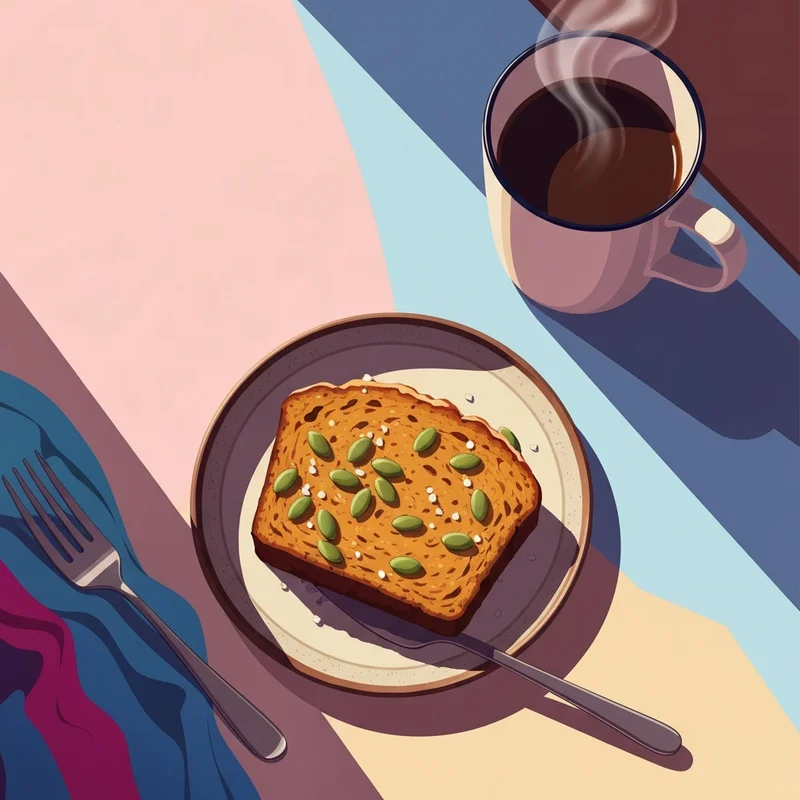 A delicious slice of homemade bread made from a starbucks pumpkin loaf recipe.