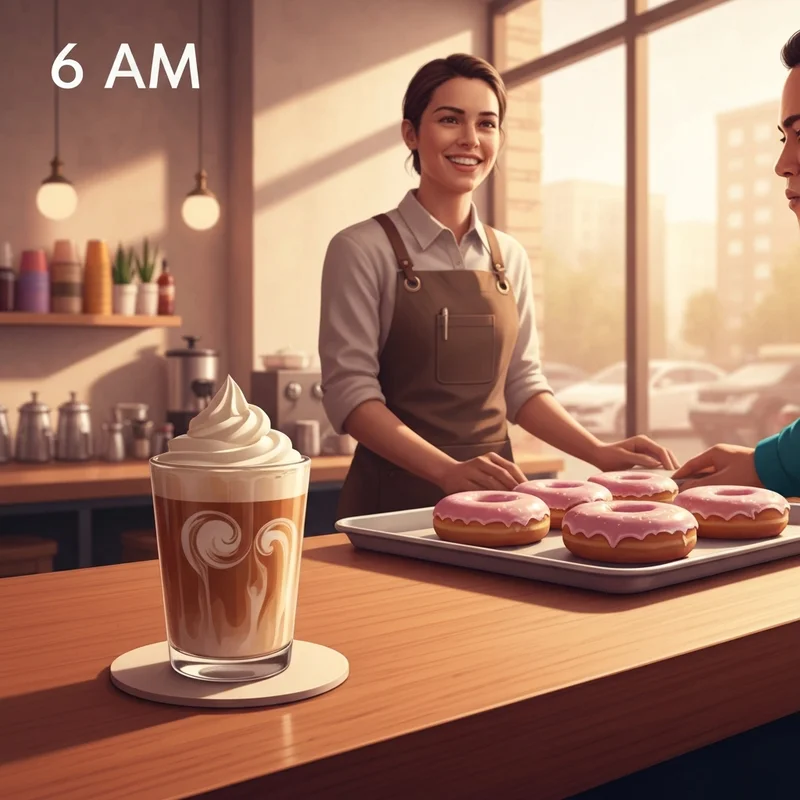 A professional barista working during a morning shift, reflecting the consistency of the Harrisburg Dunkin Donuts pay schedule.