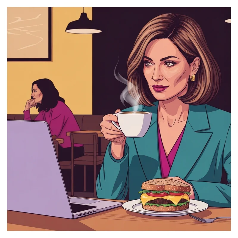 A woman enjoying a nutritious impossible sandwich starbucks during her morning routine.