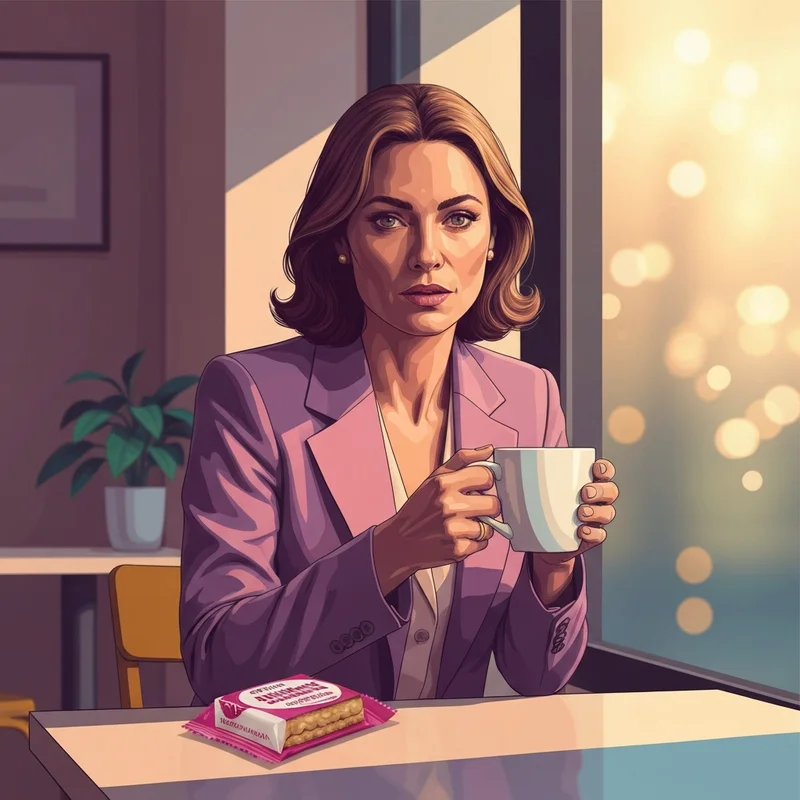 A woman enjoying gluten free starbucks food in a modern cafe.