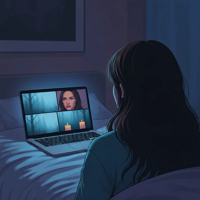 A fan watching a scene and wondering does elena die in vampire diaries in a dark room.